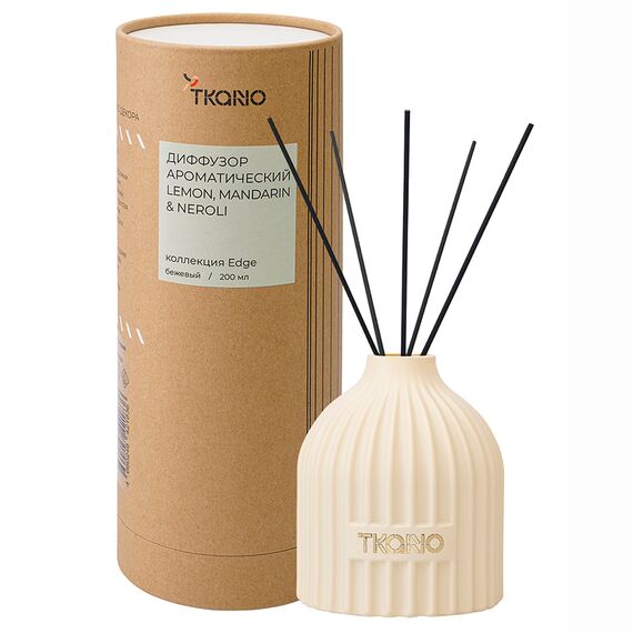 Диффузор ароматический Lemon, Mandarin & Neroli из коллекции Edge, 200 мл, бежевый, Tkano