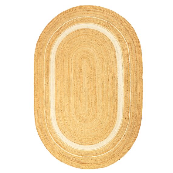 Ковер из джута овальный с вставками белого цвета из коллекции Ethnic, 160х230см, Tkano