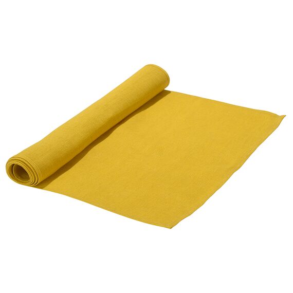 Дорожка на стол из стираного льна горчичного цвета из коллекции Essential, 45х150 см, изображение 2