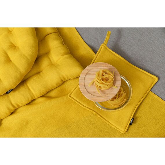 Дорожка на стол из стираного льна горчичного цвета из коллекции Essential, 45х150 см, изображение 7