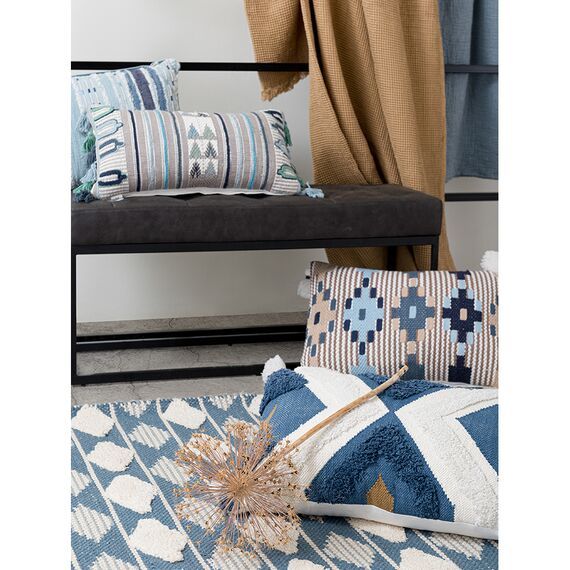 Ковер из хлопка синего цвета Argyle из коллекции Ethnic, 160х230 см, изображение 2