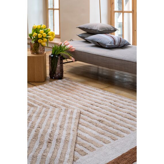 Ковер из хлопка с рисунком Tulip garden бежевого цвета из коллекции Terra, 200х300 см, изображение 4