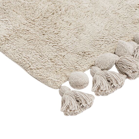 Коврик для ванной ворсовый с кисточками светло-серого цвета из коллекции Essential, 50х80 см, Tkano, изображение 4