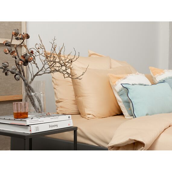 Комплект постельного белья двуспальный из сатина бежево-розового цвета из коллекции Essential, изображение 3