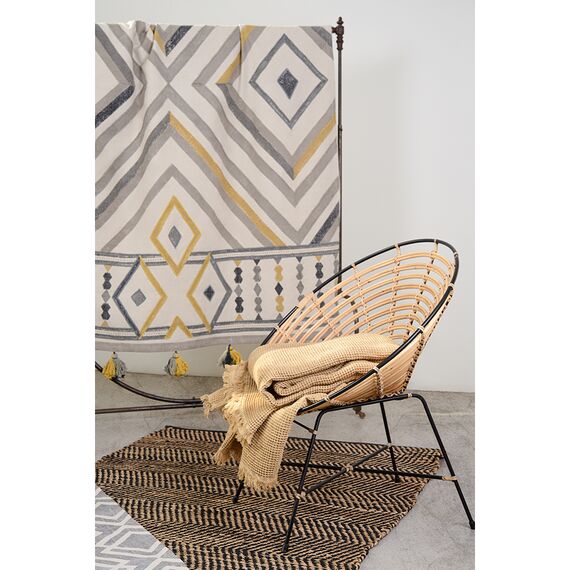 Ковер из хлопка с контрастным узором и кисточками из коллекции Ethnic, 200х300 см, изображение 6