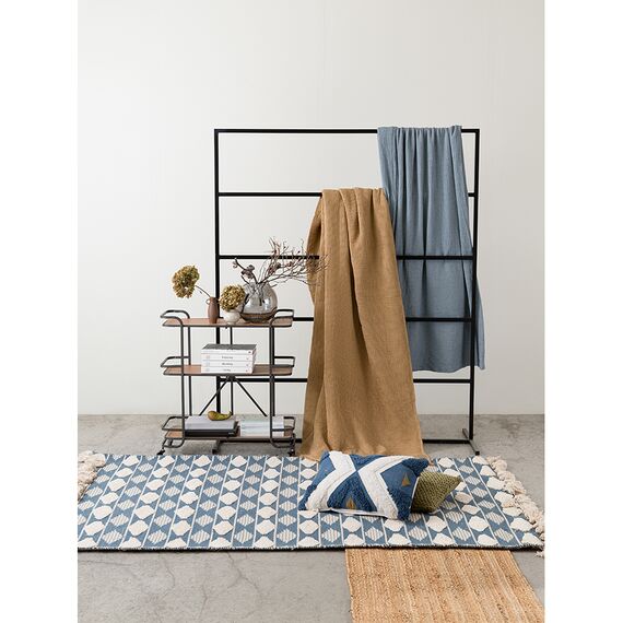 Ковер из хлопка синего цвета Argyle из коллекции Ethnic, 70х160 см, изображение 2