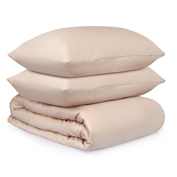 Комплект постельного белья из премиального сатина бежевого цвета из коллекции Essential, 150х200 см, Tkano