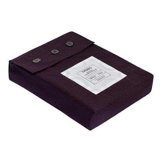 Комплект постельного белья из стираного перкаля сливового цвета из коллекции Essential, 200х220 см, Tkano, изображение 15