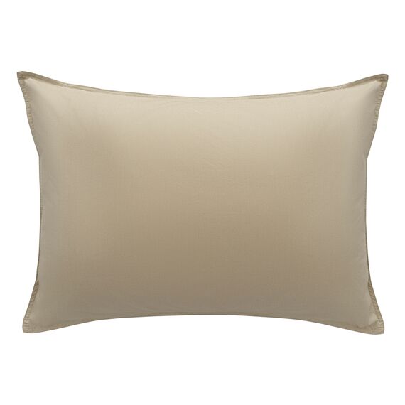 Комплект постельного белья из стираного перкаля бежево-серого цвета из коллекции Essential, 200х220 см, Tkano, изображение 10