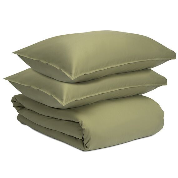 Комплект постельного белья из сатина цвета шалфея с брашинг-эффектом из коллекции Essential, 150х200 см, Tkano