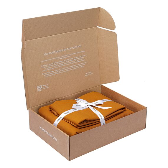 Комплект постельного белья изо льна и хлопка цвета карри из коллекции Essential, 200х220 см, Tkano, изображение 8