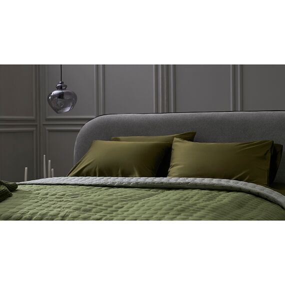 Комплект постельного белья из премиального сатина оливкового цвета из коллекции Essential, 200х220 см, Tkano, изображение 3