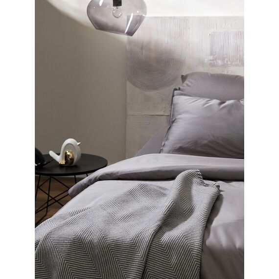 Комплект постельного белья из премиального сатина серого цвета из коллекции Essential, 200х220 см, Tkano, изображение 4