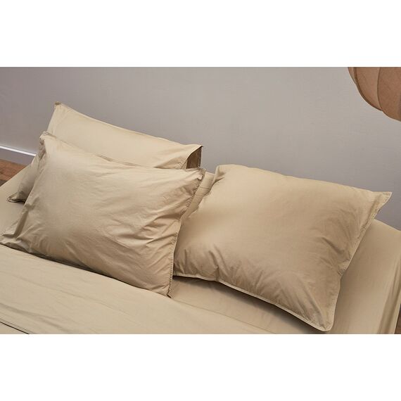 Комплект постельного белья из стираного перкаля бежево-серого цвета из коллекции Essential, 150х200 см, Tkano, изображение 7