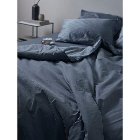 Комплект постельного белья из сатина джинсово-синего цвета с брашинг-эффектом из коллекции Essential, 150х200 см, Tkano, изображение 6