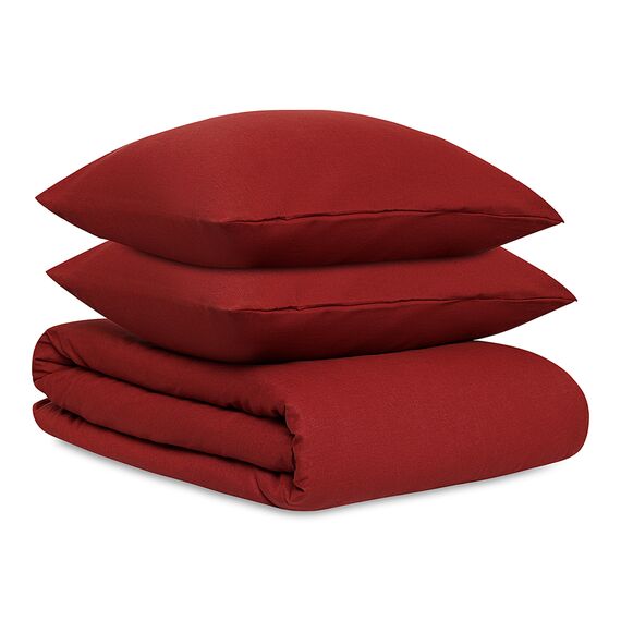 Комплект постельного белья изо льна и хлопка цвета копченой паприки из коллекции Essential, 200х220 см, Tkano