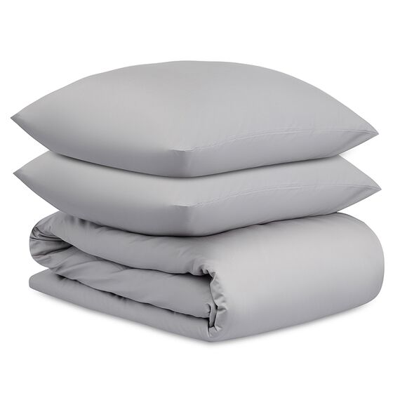 Комплект постельного белья из премиального сатина серого цвета из коллекции Essential, 150х200 см, Tkano