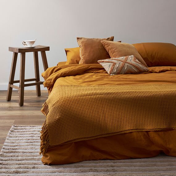 Комплект постельного белья изо льна и хлопка цвета карри из коллекции Essential, 200х220 см, Tkano, изображение 3