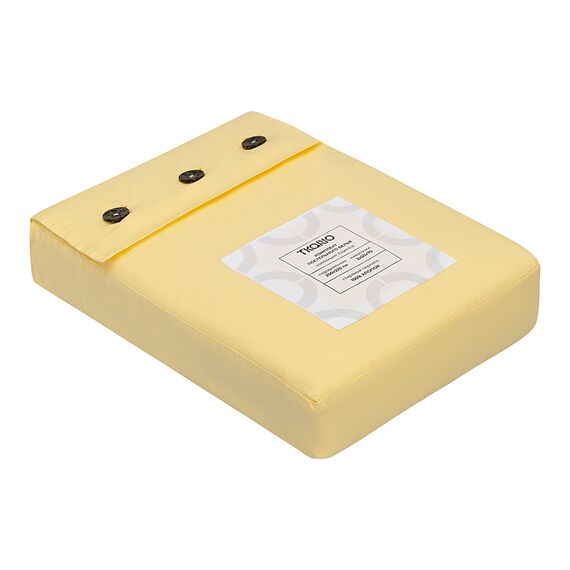 Комплект постельного белья из стираного перкаля светло-желтого цвета из коллекции Essential, 200х220 см, Tkano, изображение 15