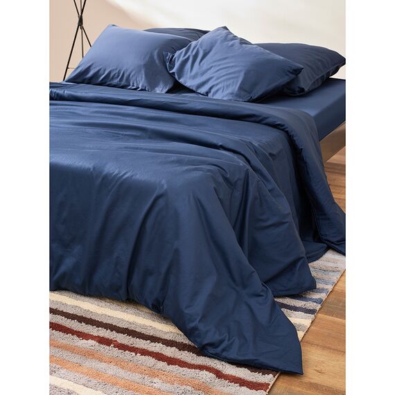 Комплект постельного белья из премиального сатина темно-синего цвета из коллекции Essential, 150х200 см, Tkano, изображение 6