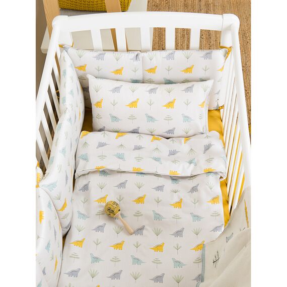 Комплект постельного белья из сатина с принтом Dinosauria world из коллекции Tiny world, 150х200 см, изображение 3