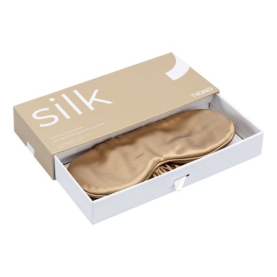 Маска для сна из натурального шелка бежевого цвета из коллекции Essential, Tkano, изображение 10