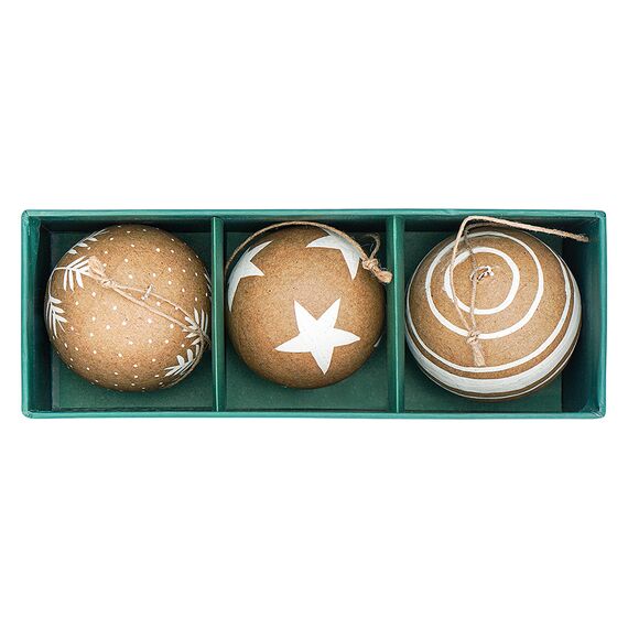 Набор елочных шаров из папье-маше Zero waste из коллекции New Year Essential, 3 шт., Tkano, изображение 11