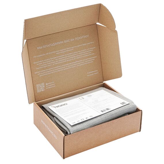 Набор из двух вафельных полотенец изо льна серого цвета из коллекции Essential, 50х70 см, изображение 8