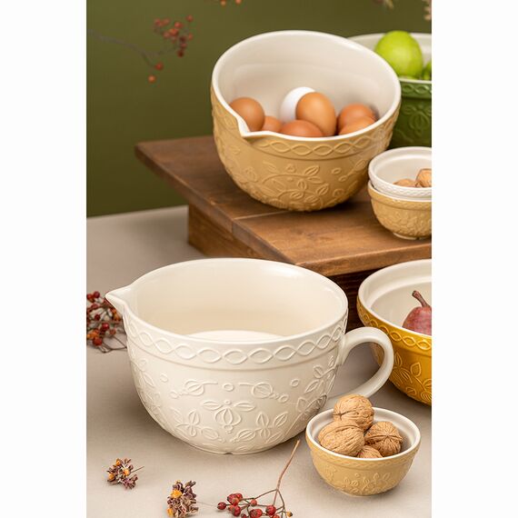 Набор из 4 пиал кремового/бежевого цветов с рельефным узором Ягоды Тайги из коллекции Russian North, 130 мл, Tkano, изображение 5