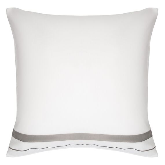 Набор из двух наволочек из сатина белого цвета с серым кантом из коллекции Essential, 70х70 см, изображение 2