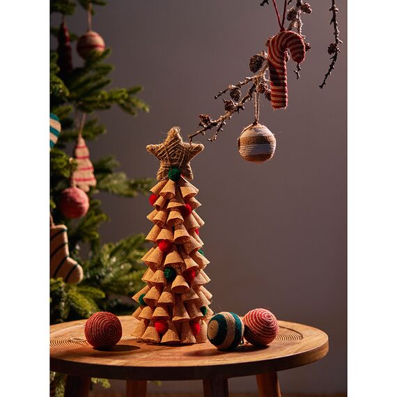 Набор елочных шаров Trendy stripes из джута и картона из коллекции New Year Essential, 4 шт., Tkano, изображение 4