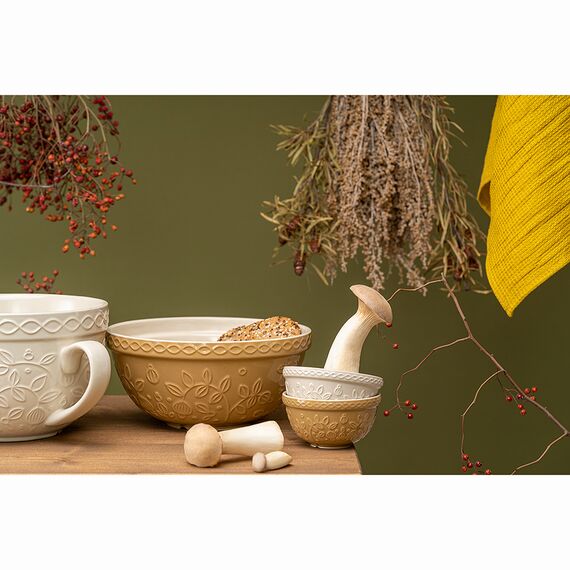 Набор из 4 пиал кремового/бежевого цветов с рельефным узором Ягоды Тайги из коллекции Russian North, 130 мл, Tkano, изображение 3