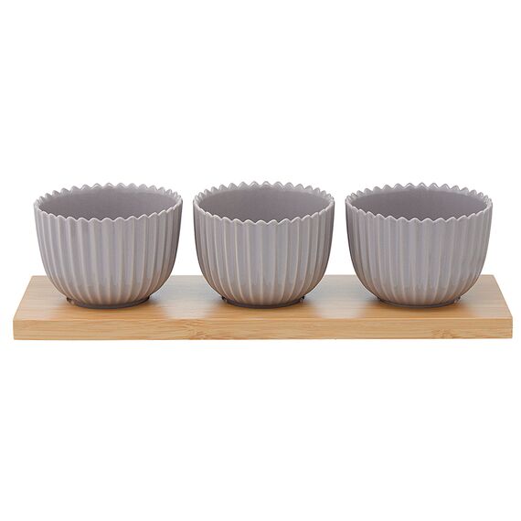 Набор для сервировки темно-серого цвета на подставке из коллекции Edge, Tkano