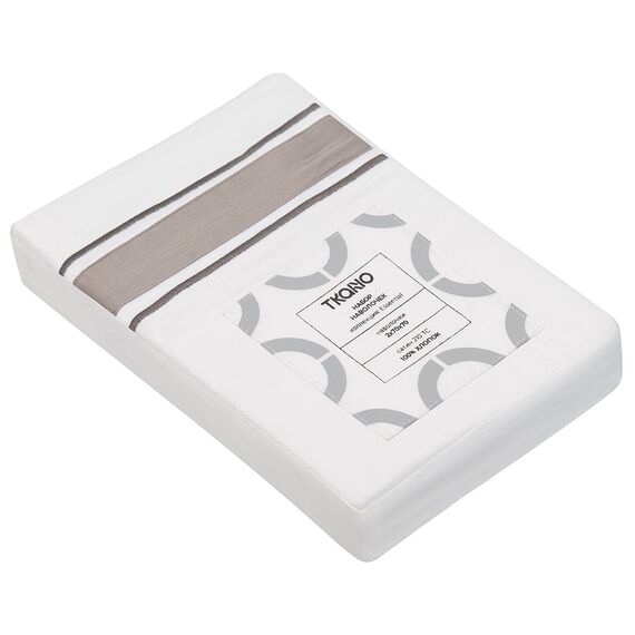 Набор из двух наволочек из сатина белого цвета с серым кантом из коллекции Essential, 70х70 см, изображение 4