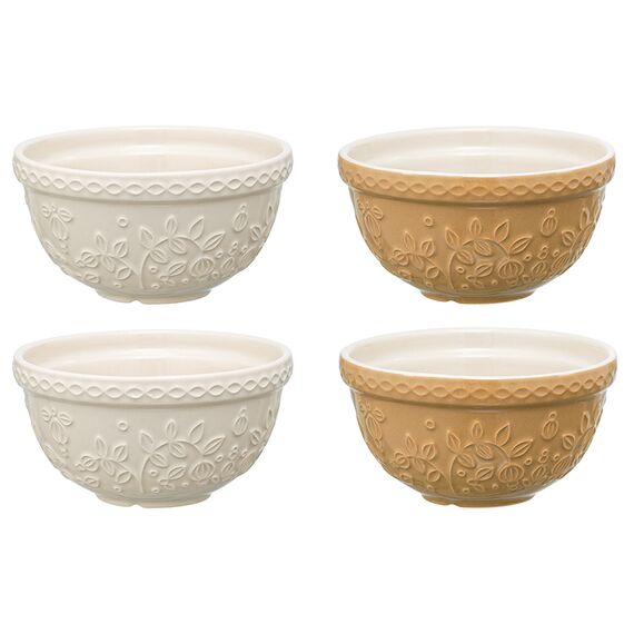 Набор из 4 пиал кремового/бежевого цветов с рельефным узором Ягоды Тайги из коллекции Russian North, 130 мл, Tkano