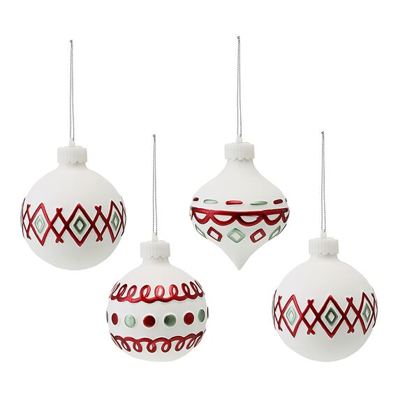 Набор ёлочных украшений с подсветкой Festive embroidey из коллекции New Year Essential, 4 шт., Tkano