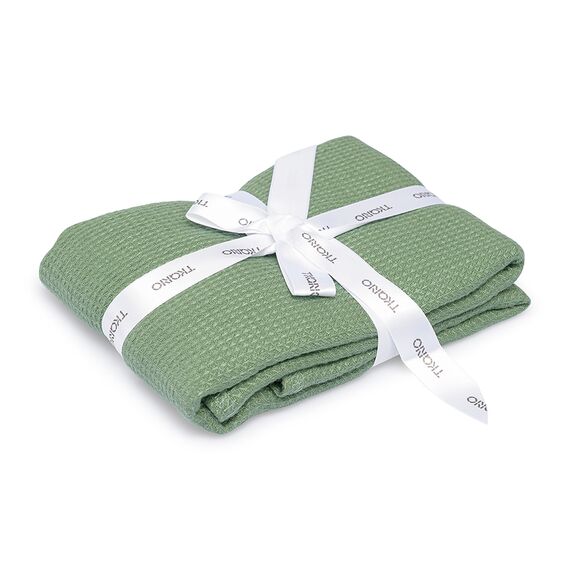 Набор из двух вафельных полотенец изо льна цвета шалфея из коллекции Essential, 50х70 см, Tkano, изображение 5