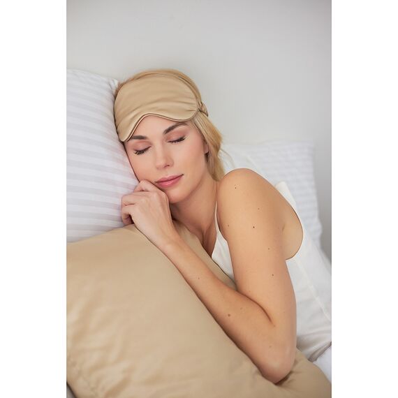 Маска для сна из натурального шелка бежевого цвета из коллекции Essential, Tkano, изображение 2