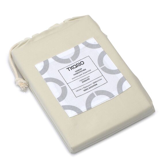 Набор из двух наволочек из сатина серо-бежевого цвета с брашинг-эффектом из коллекции Essential, 50х70 см, Tkano, изображение 8