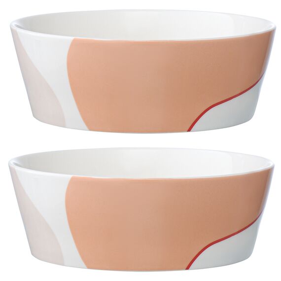 Набор из двух салатников бежевого цвета с авторским принтом из коллекции Freak Fruit, 16см, Tkano