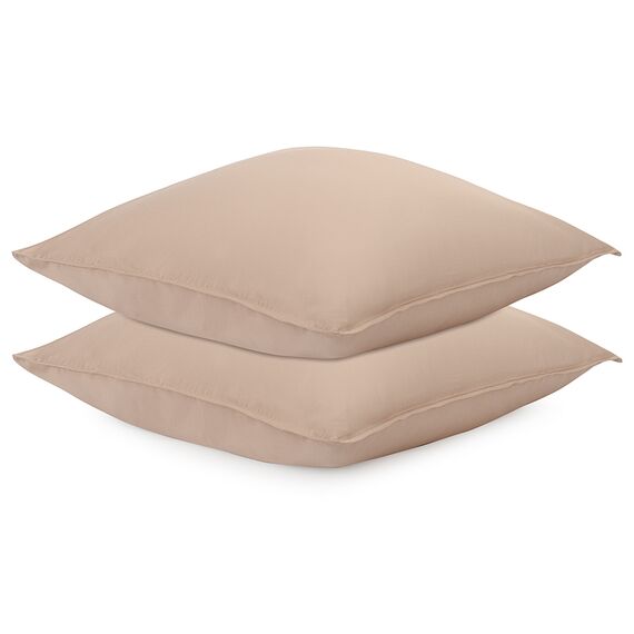 Набор из двух наволочек из сатина светло-коричневого цвета из коллекции Essential, 70х70 см, Tkano