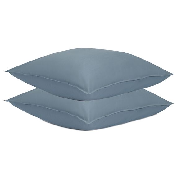 Набор из двух наволочек из сатина джинсово-синего цвета с брашинг-эффектом из коллекции Essential, 70х70 см, Tkano