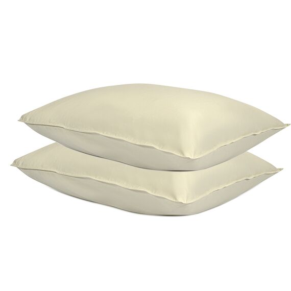 Набор из двух наволочек из сатина серо-бежевого цвета с брашинг-эффектом из коллекции Essential, 50х70 см, Tkano