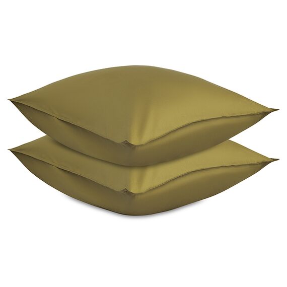 Набор наволочек из премиального сатина оливкового цвета из коллекции Essential, 70х70 см, Tkano