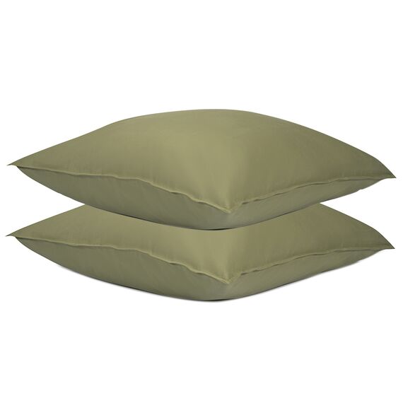 Набор из двух наволочек из сатина цвета шалфея с брашинг-эффектом из коллекции Essential, 70х70 см, Tkano