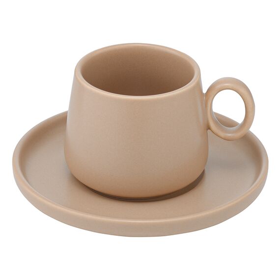 Набор из двух чашек с блюдцами бежевого цвета из коллекции Essential, 120 мл, Tkano, изображение 4