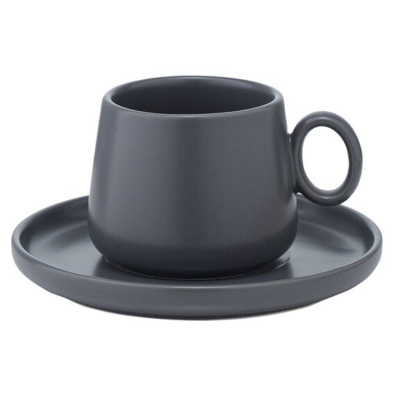 Набор из двух чашек с блюдцами темно-серого цвета из коллекции Essential, 120 мл, Tkano, изображение 3