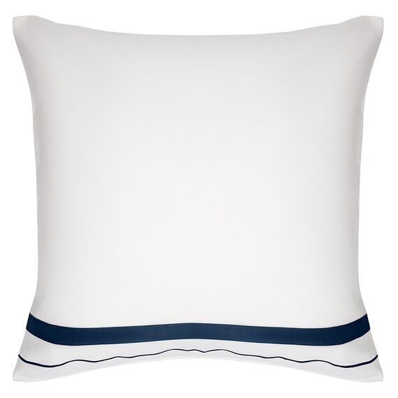 Набор из двух наволочек из сатина белого цвета с темно-синим кантом из коллекции Essential, 70х70 см, изображение 2