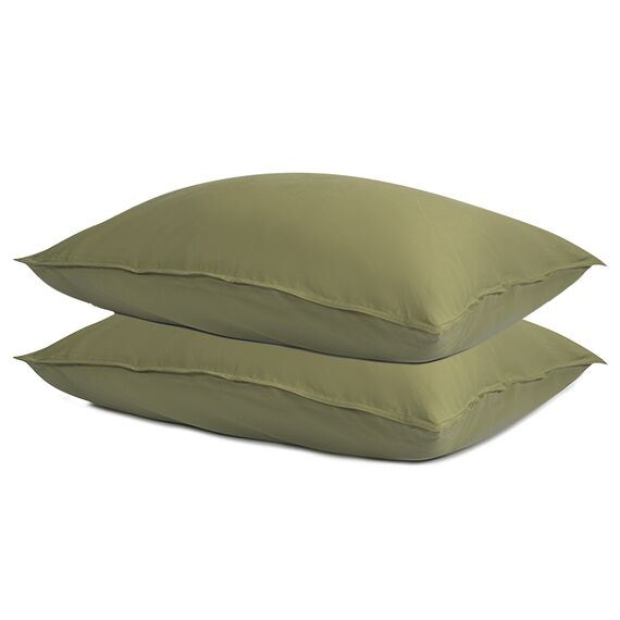 Набор из двух наволочек из сатина цвета шалфея с брашинг-эффектом из коллекции Essential, 50х70 см, Tkano