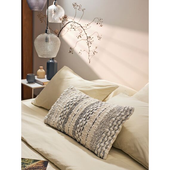 Набор из двух наволочек из сатина серо-бежевого цвета с брашинг-эффектом из коллекции Essential, 50х70 см, Tkano, изображение 5